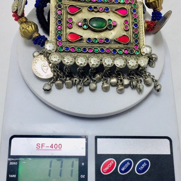 Red and Blue Beaded Pendant NecklaceBohemian Necklace - Picture 9 of 9